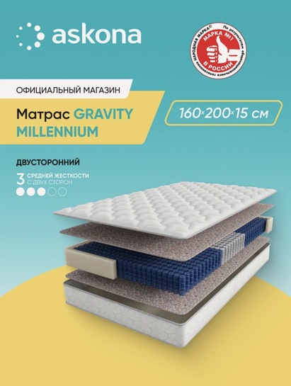 Матрас Askona / Аскона 160x200 Gravity Millennium Орто