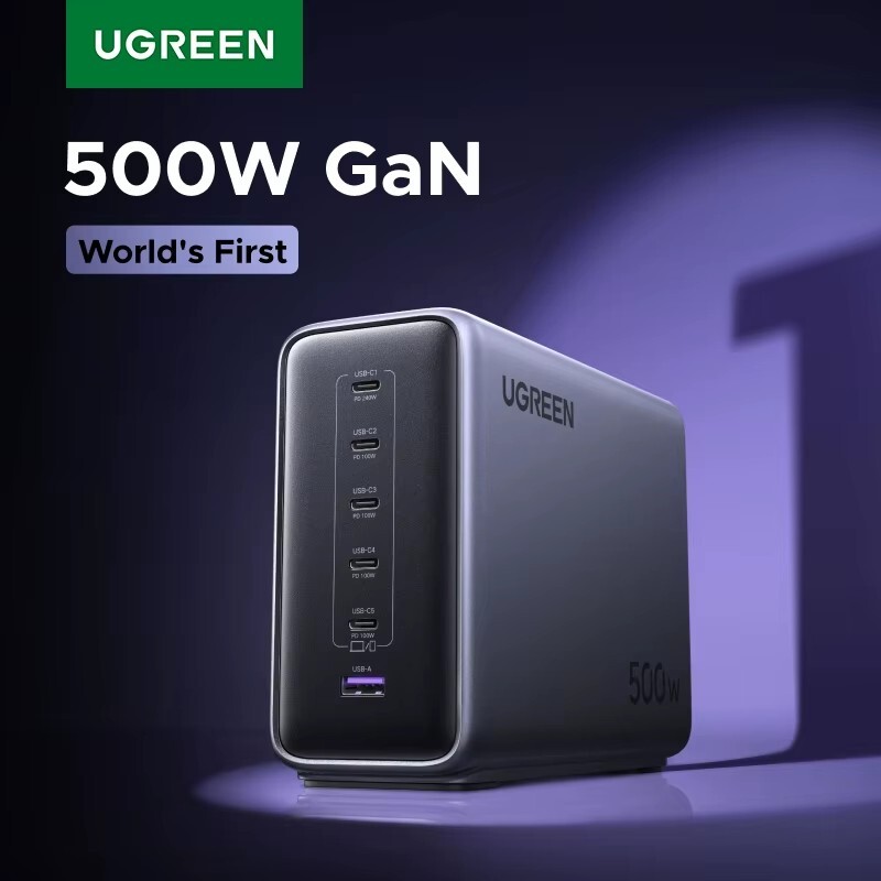 Зарядное устройство Ugreen X759 500W, 6-Port 1*USB-A и 5*USB-C (из РФ)