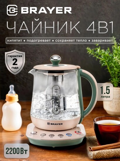 Чайник электрический BRAYER BR1015 1,5 л
