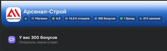 300 бонусных баллов в магазине Арсенал-Строй на OZON