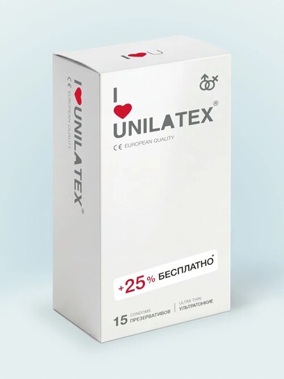[Екатеринбург и др. города] Презервативы UNILATEX UltraThin, 12 шт. + 3 шт. в подарок (с банком-партнёром)