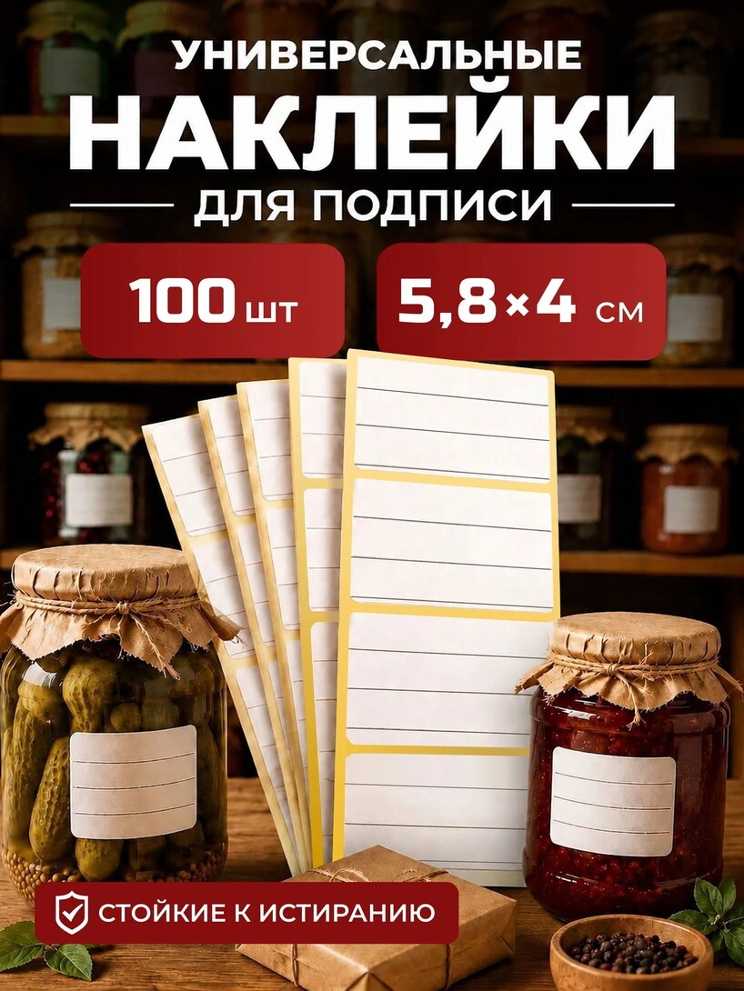 Наклейки для подписи 5,8х4 см 100 шт 