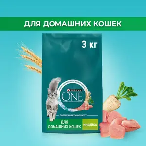 Сухой корм Purina One для кошек, с индейкой, 3 кг (с Ozon Картой)