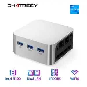 Мини-ПК Chatreey T8 (Intel Alder Lake N100, RAM 16 ГБ, SSD 512 ГБ, Intel UHD Graphics, Windows 11 Pro), светло-серый (с Озон картой, из-за рубежа)