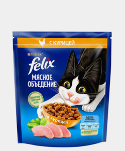 Сухой корм для кошек Felix "Мясное объедение" с курицей, 600 г