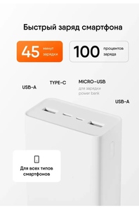 Внешний аккумулятор Xiaomi Power Bank 3 30000 mAh с быстрой зарядкой