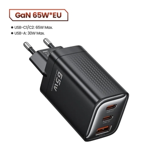 Зарядное устройство Toocki GaN 65 Вт USB Type-C с быстрой зарядкой QC4.0 QC3.0 PD3.0 