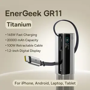 Внешний аккумулятор Baseus EnerGeek GR11 (со встроенным кабелем, 100 Вт, 20000 мАч, зарядка до 3 устройств одновременно)