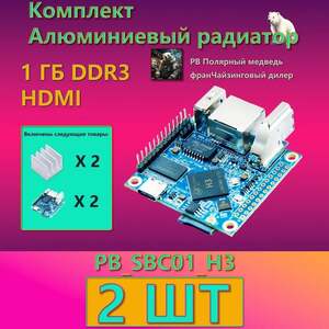 Одноплатный компьютер PB SBC01 H3, 2 шт. (с Озон картой)