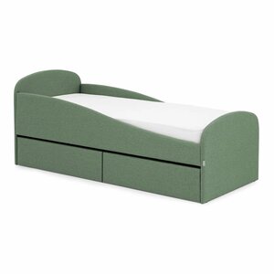 Детская мягкая кровать с ящиками Letmo 190х80 см, шалфей, рогожка