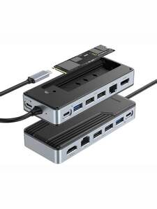 USB-C хаб Yottamaster 8 в 1, со встроенным боксом под М.2 SSD (из-за рубежа, с картой OZON)