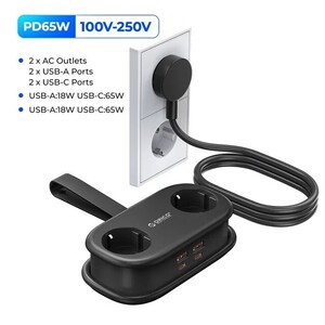 Удлинитель ORICO EU Plug 65 Вт, 2 розетки, 2 USB, 2 Type-C (с купоном продавца)