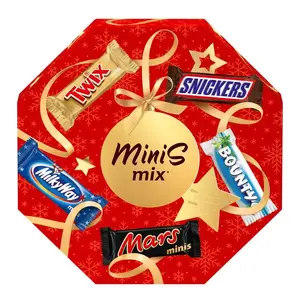 Новогодний подарок набор сладостей Minis Mix, шоколадные батончики Snickers, Twix, Bounty, Milky Way, Mars, 262 г