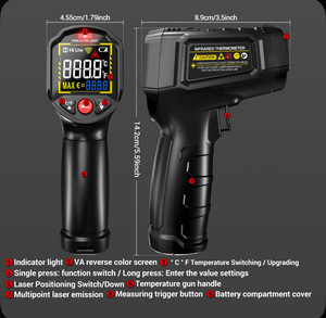 Пирометр TH203 закончился, инфракрасный, многоточечный, цветной дисплей (из-за рубежа, с картой OZON)