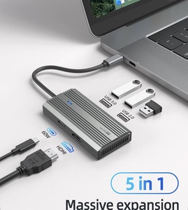 USB-C хаб 5-в-1 SANZANG 4K HDMI, USB 3.0, PD60W Алюминиевый док-адаптер (из-за рубежа, с картой OZON)