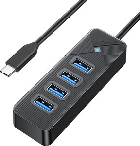 USB-хаб 4-портовый USB 3.0 (5 Гбит/с) компактный переходник для MacBook, Windows, Linux черный 0.15 м (с Озон картой, из-за рубежа)