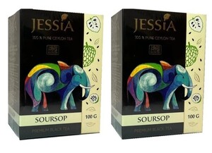 Чай 200г JESSIA SOURSOP чёрный цейлонский крупнолистовой ОПА с Саусепом. Набор из 2 пачек по 100г