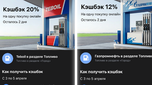 Возврат 12-40% на АЗС ГАЗПРОМНЕФТЬ И TEBOIL через раздел Топливо в Т-банке (возм., не у всех)