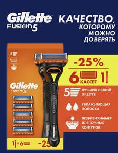 Мужская Бритва Gillette Fusion5, 6 кассет, с 5 лезвиями (с картой Пэй)