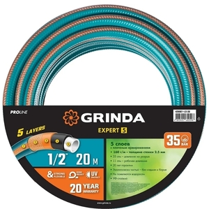Поливочный пятислойный шланг GRINDA PROLine EXPERT 1/2", 20 м, 35 атм 429007-1/2-20 (50 метров за 2424₽)