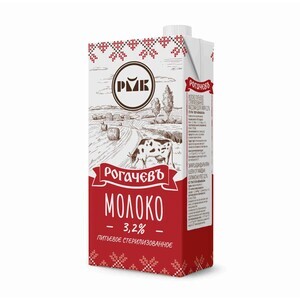 Молоко питьевое Рогачевъ 3.2%, 1 л, Беларусь (с Ozon картой) 