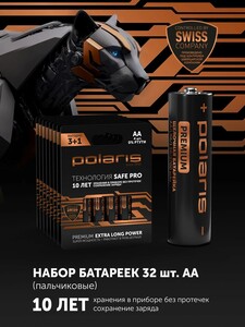 Батарейки щелочные пальчиковые Polaris PB AA (LR6) (32шт) Premium (с картой Пэй)