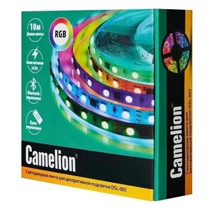 Светодиодная лента Camelion DSL-005, 10м, RGB, 18LED/m, 12В, драйвер 24Вт, Bluetooth + пульт (с картой банка-партнёра)