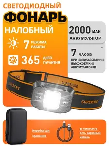 Налобный фонарь Superfire HL75-S 350LM (из-за рубежа, с банками-партнёрами)