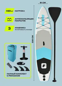 Сапборд Fizard 335см серо-синий, FDF335. Весло, рюкзак, насос, рем. набор, лиш + ПРОМОКОД